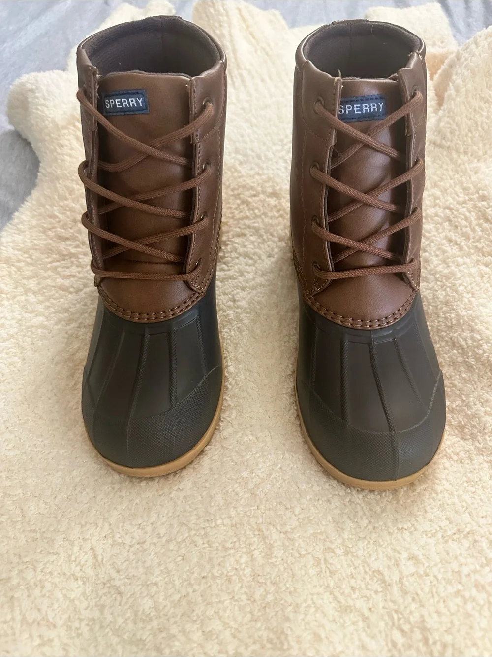 Sperry Brown and Black Lace-Up Rain & Snow Boots